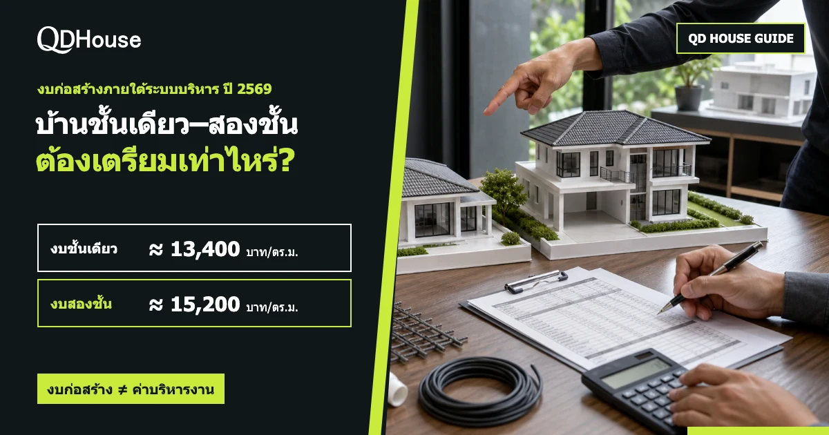 งบก่อสร้างบ้านภายใต้ระบบบริหารงาน QDHouse ปี 2569: บ้านชั้นเดียว–สองชั้นต้องเตรียมเท่าไหร่